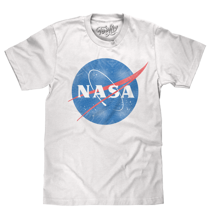 Distressed NASA Logo Mens T Shirt White