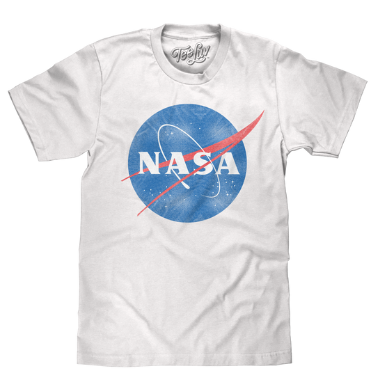 Distressed NASA Logo Mens T Shirt White