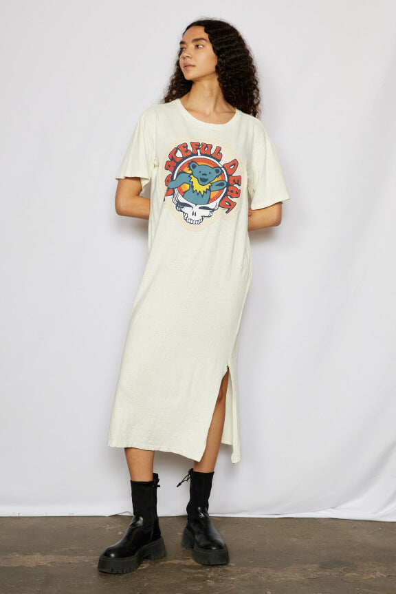 Grateful Dead Bear Maxi Dress Womens T Shirt dress White