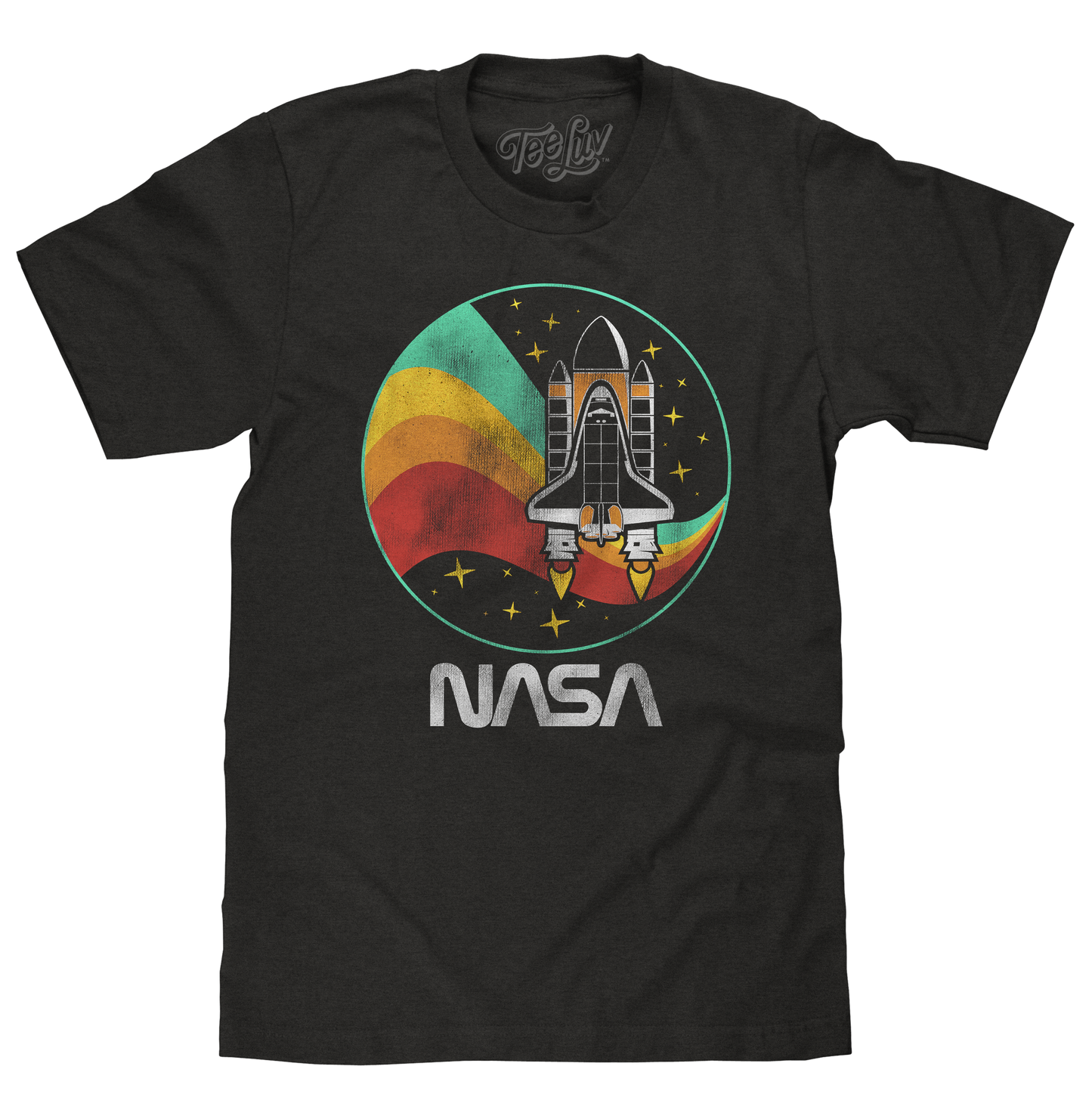 NASA Space Shuttle Worm Logo Mens T Shirt Vintage Black