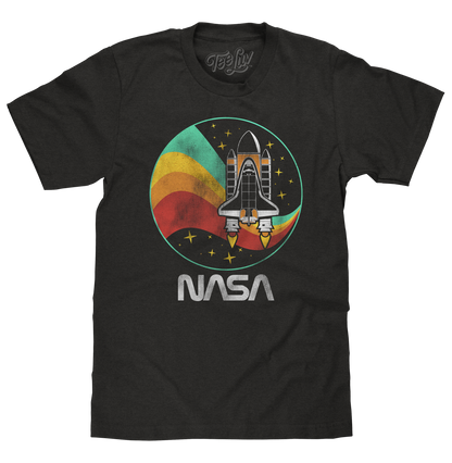 NASA Space Shuttle Worm Logo Mens T Shirt Vintage Black