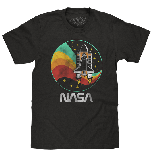 NASA Space Shuttle Worm Logo Mens T Shirt Vintage Black