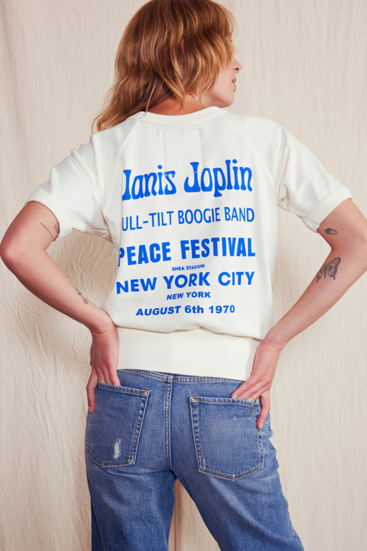 Janis Joplin NYC Raglan Womens T Shirt Vintage White