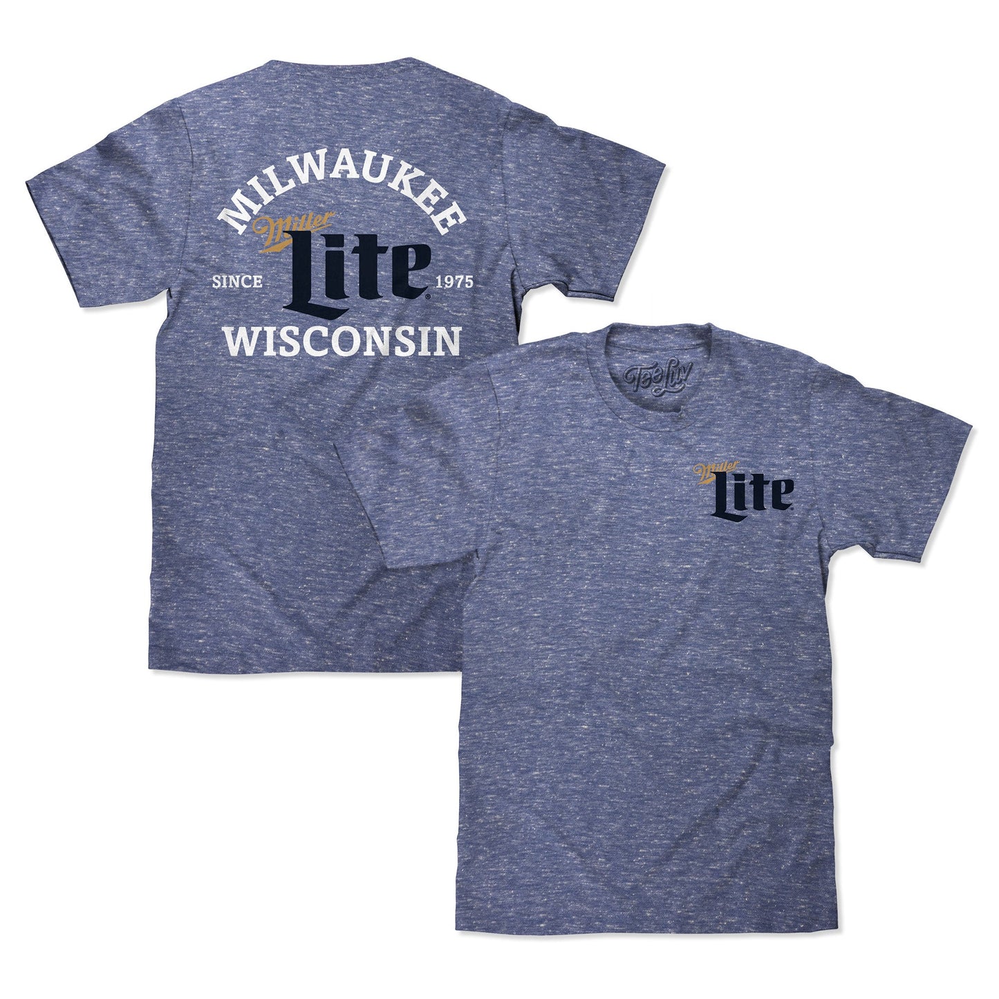 Miller Lite Milwaukee Wisconsin Mens T Shirt Royal Blue Snow Heather