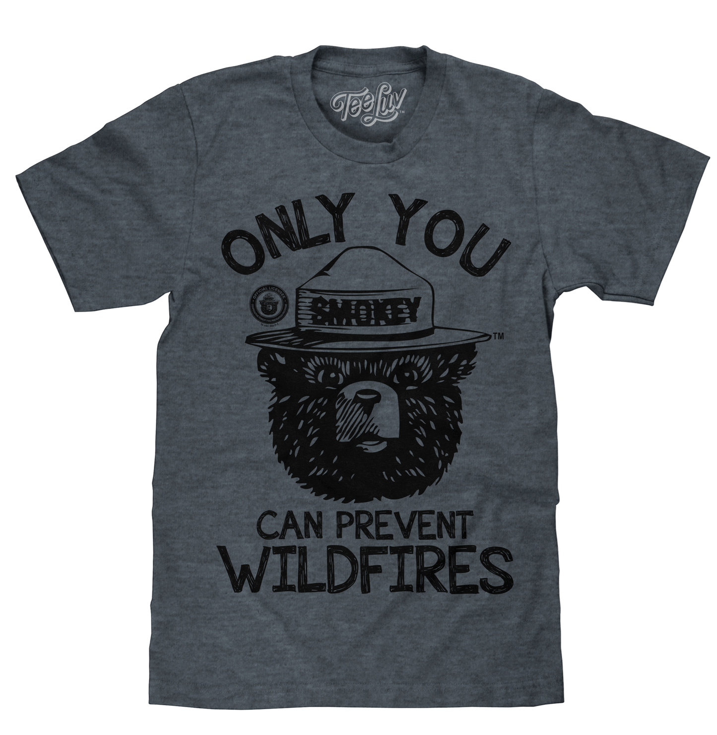 Smokey Bear Only You Can Prevent Wildfires Mens T Shirt Indigo