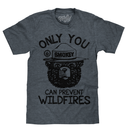 Smokey Bear Only You Can Prevent Wildfires Mens T Shirt Indigo