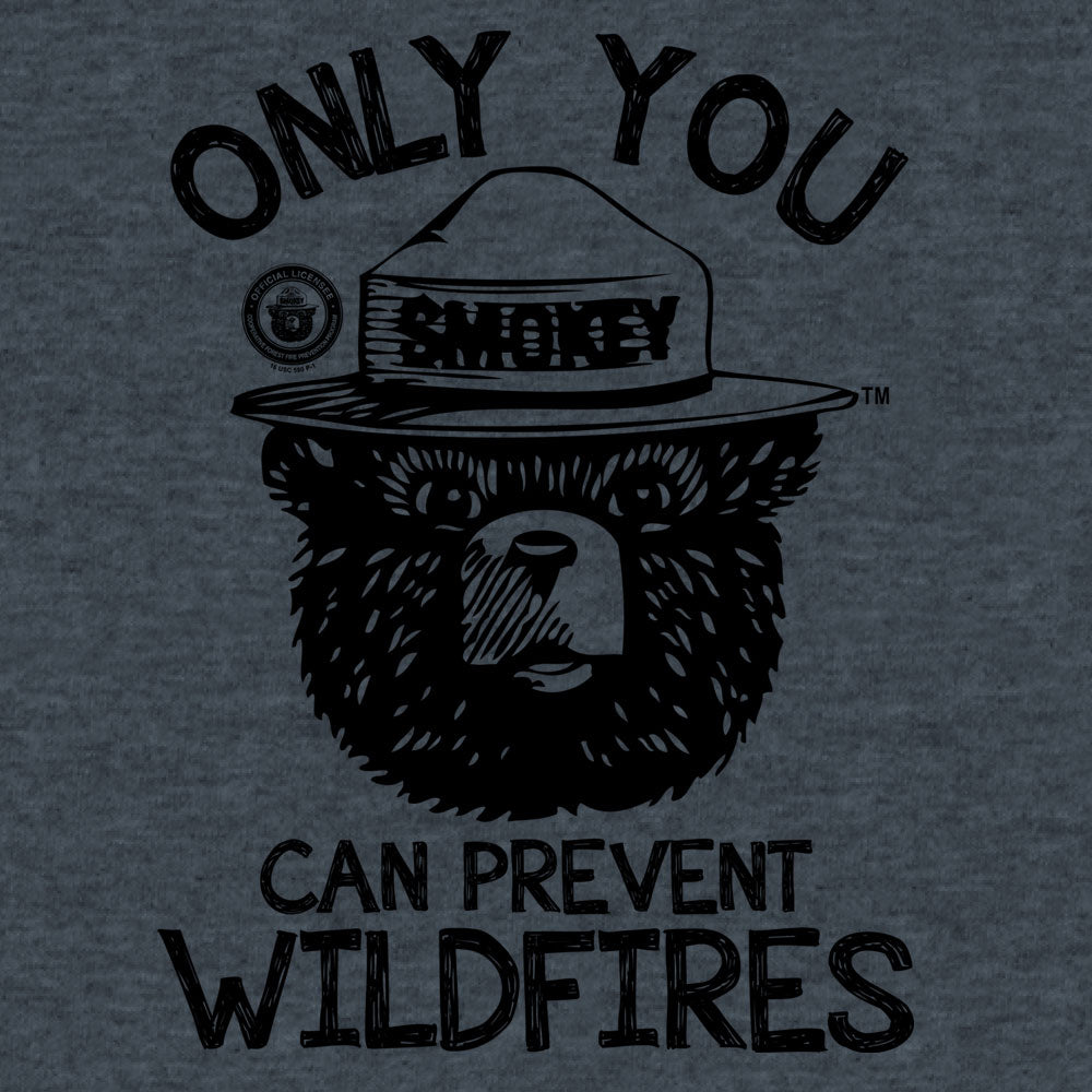 Smokey Bear Only You Can Prevent Wildfires Mens T Shirt Indigo