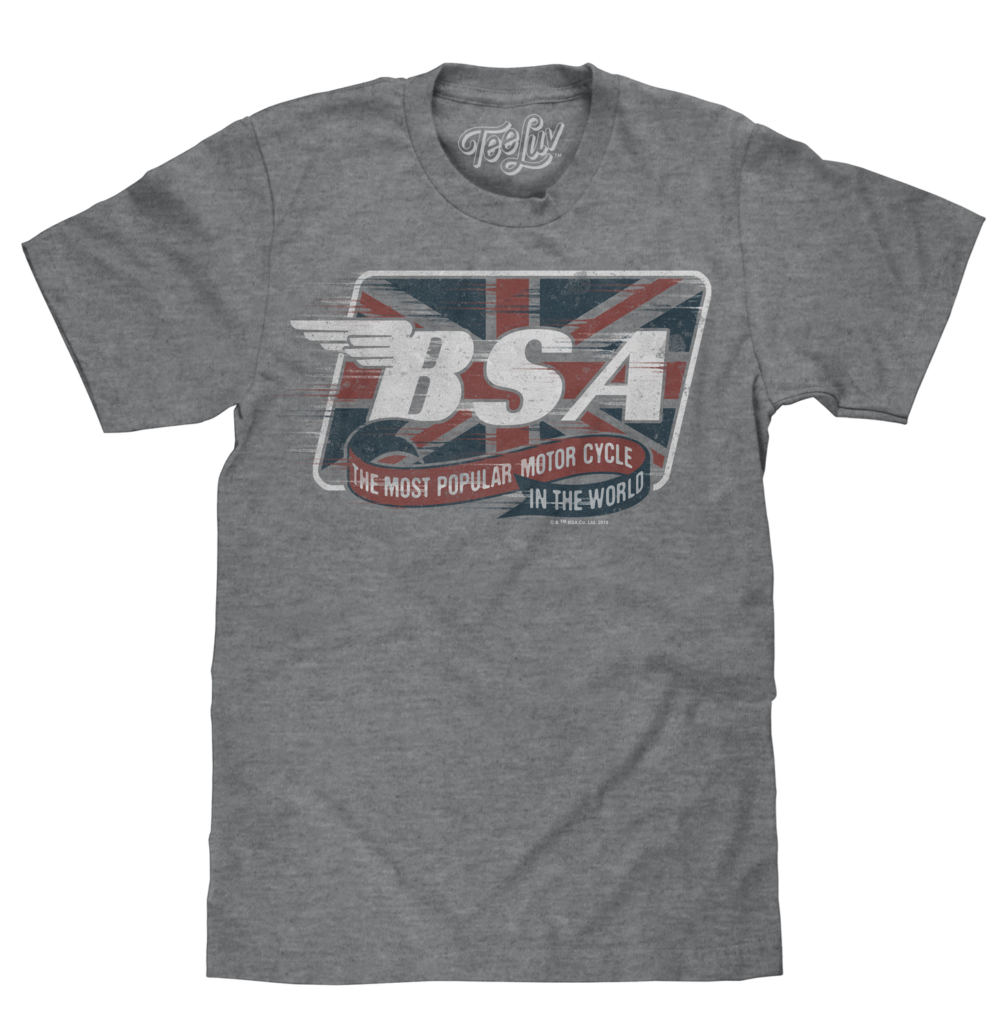 BSA Motorcycles Union Jack Mens T Shirt Gray