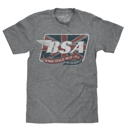 BSA Motorcycles Union Jack Mens T Shirt Gray