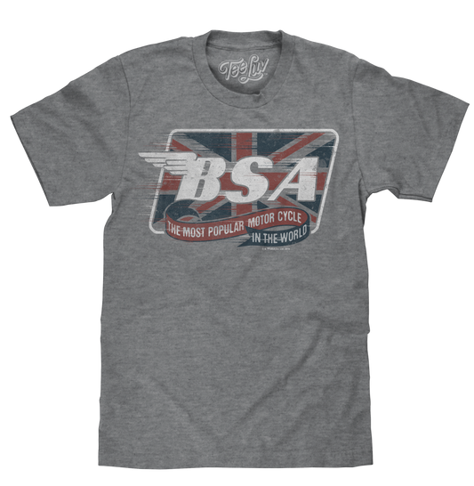 BSA Motorcycles Union Jack Mens T Shirt Gray
