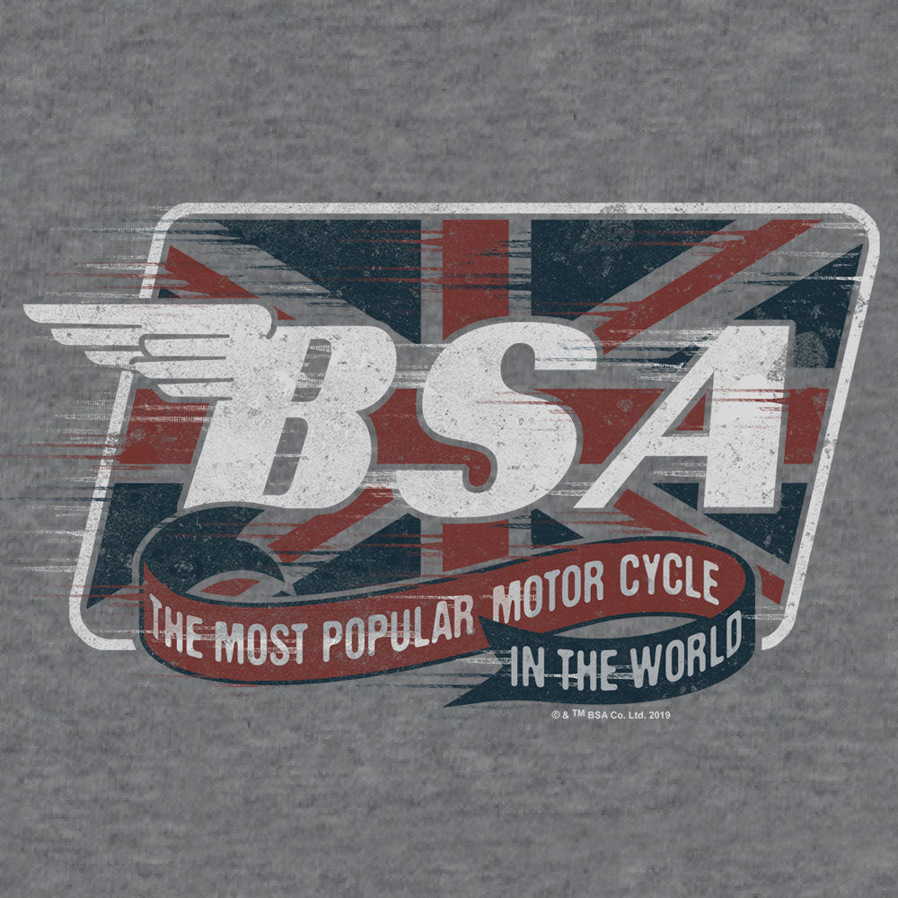 BSA Motorcycles Union Jack Mens T Shirt Gray