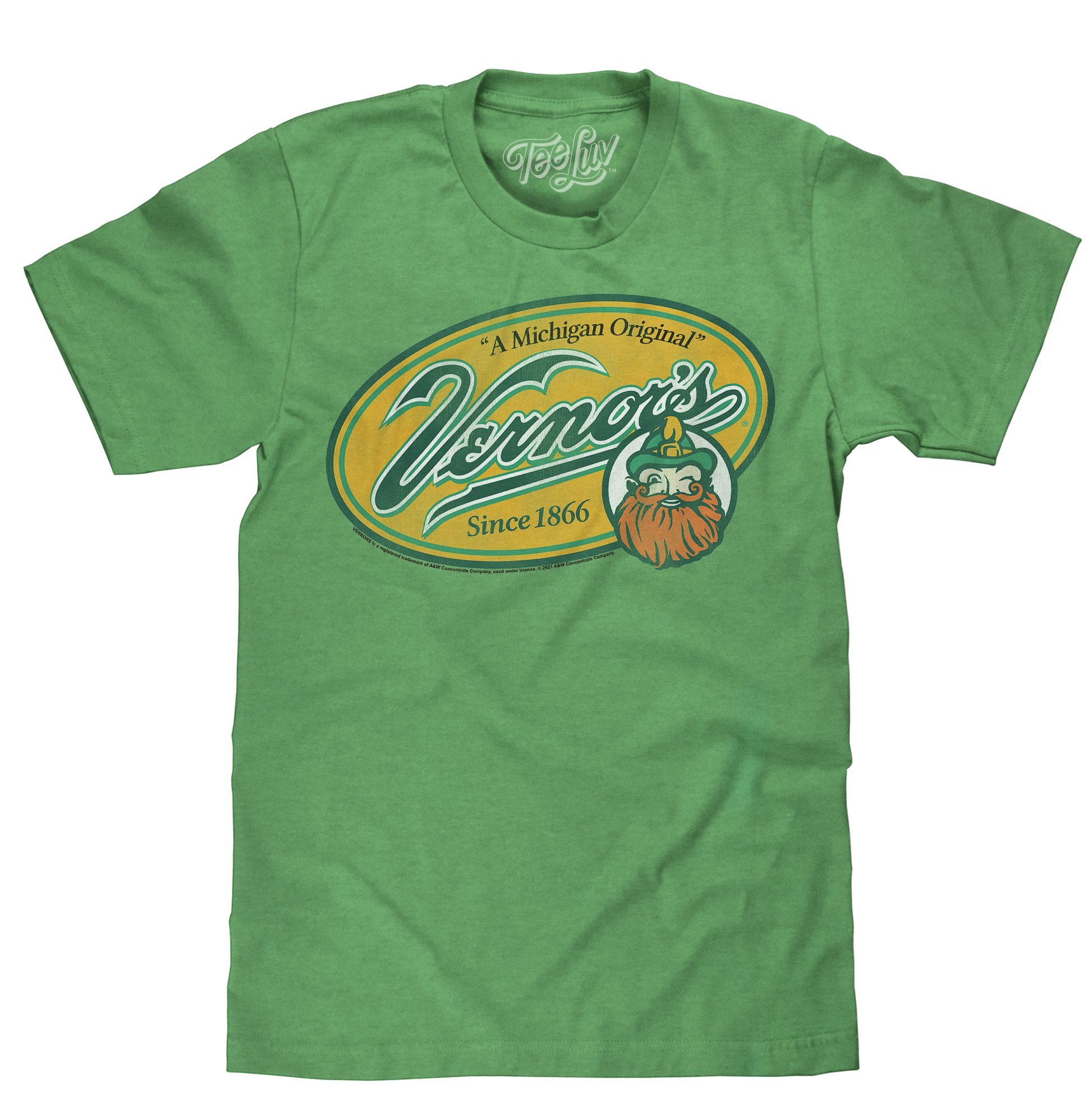 Vernor's Ginger Ale Michigan Original Mens T Shirt Heather Kelly Green