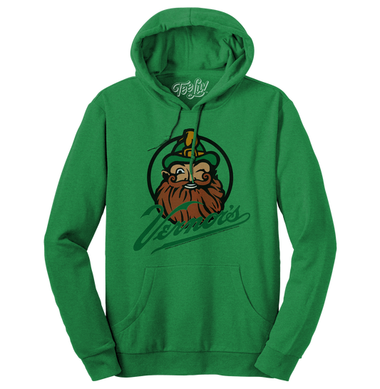 Vernor's Ginger Ale Woody Gnome Hooded Sweatshirt Hoodie Kelly Green