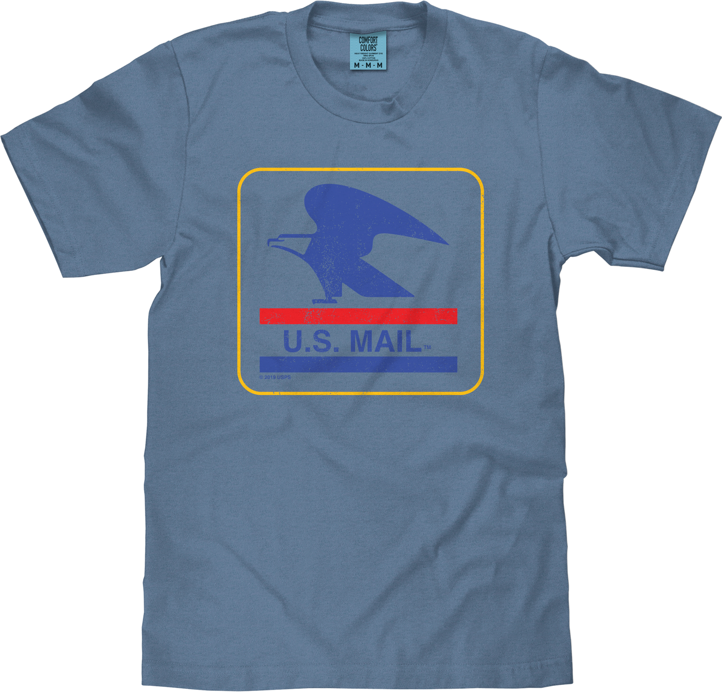 Tee Luv x Comfort Colors USPS U.S. Mail Eagle Mens T Shirt Blue Jean