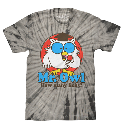 Tootsie Pop Mr. Owl How Many Licks Tie Dye Mens T Shirt Black Tie Dye