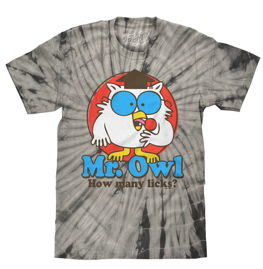 Tootsie Pop Mr. Owl How Many Licks Tie Dye Mens T Shirt Black Tie Dye