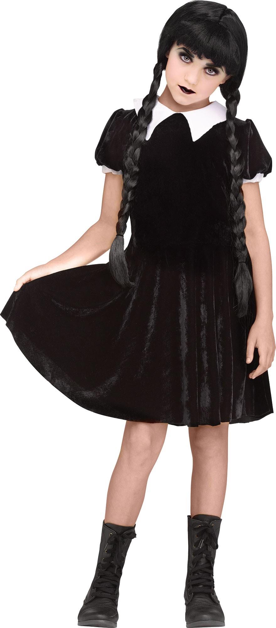 Gothic Girl Black Dress Wednesday Adams Child Costume Large 12-14