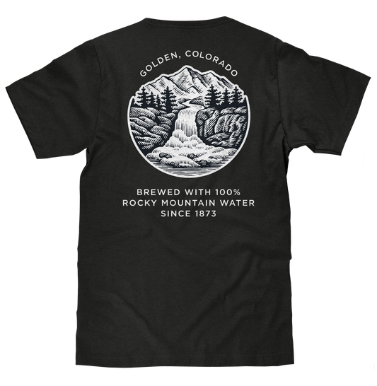Coors Banquet Golden Colorado Left Chest Front and Back Beer Mens T Shirt Vintage Black