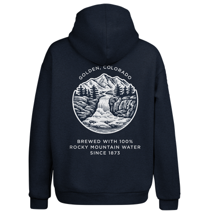 Coors Banquet Beer Double Sided Graphic Hooded Sweatshirt Hoodie Navy Blue