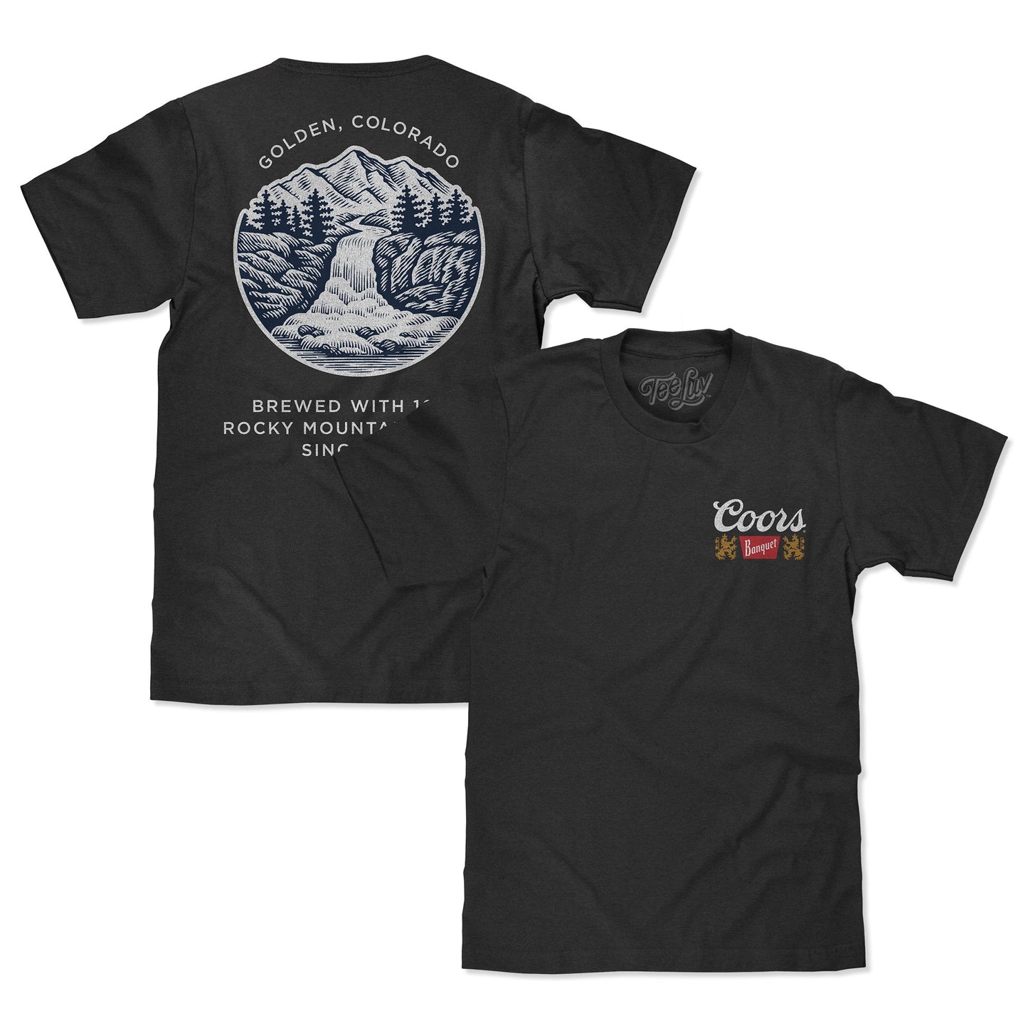 Made in the USA Coors Banquet Golden Colorado Front and Back Beer Mens T Shirt Asphalt Gray