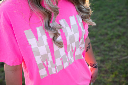 Mama Checkered Graphic Tee Womens T Shirt