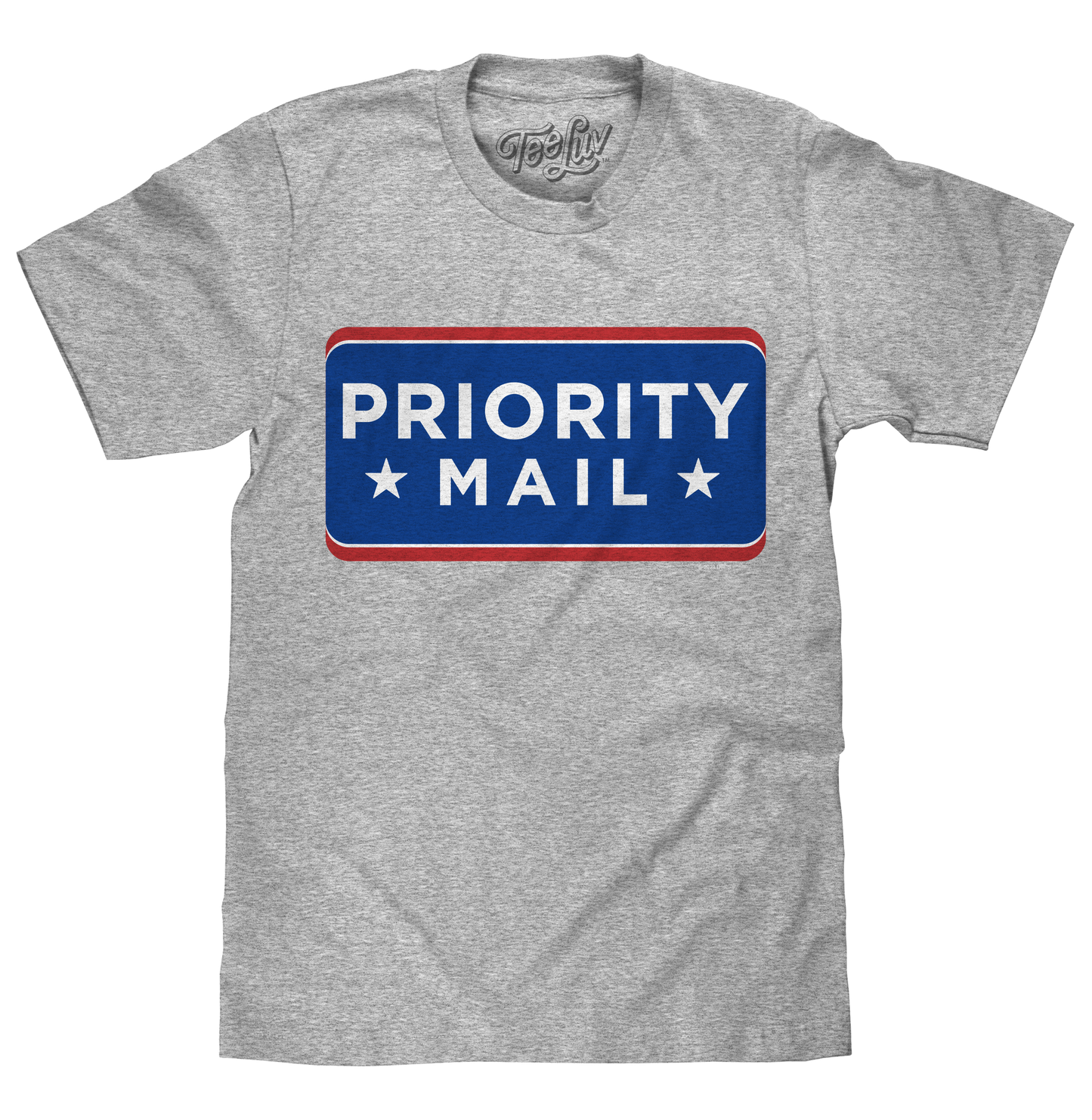 United States Postal Service USPS Priority Mail Mens T Shirt Athletic Heather Gray