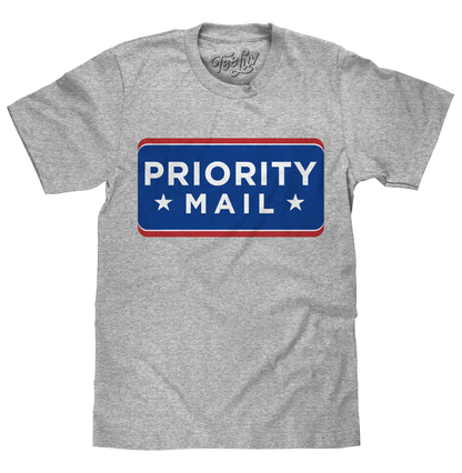 United States Postal Service USPS Priority Mail Mens T Shirt Athletic Heather Gray