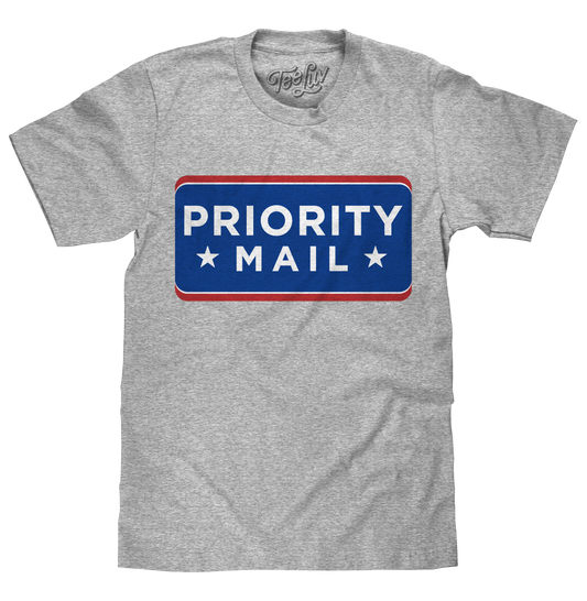 United States Postal Service USPS Priority Mail Mens T Shirt Athletic Heather Gray