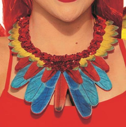 Red, Yellow and Blue Parrot Bird Collar Necklace Costume Accessory