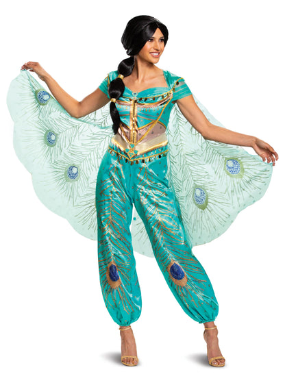 Disney Princess Women's Jasmine Teal Deluxe Adult Costume Small 4-6