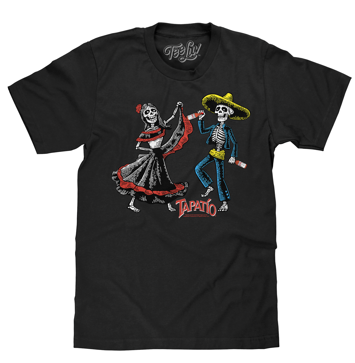 Tapatio Hot Sauce Day Of The Dead Mens T Shirt Black