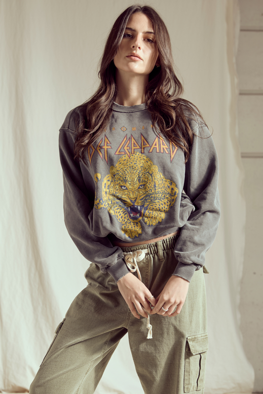 Def Leppard Upcycle Golden Womens Sweatshirt Vintage Black