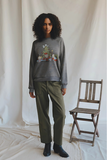 Peanuts Christmas Womens Crewneck Sweatshirt Grey