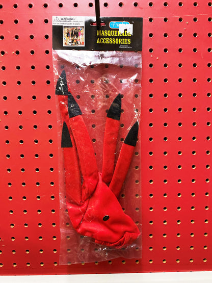Red Devil Glove With Black Nails Demon Satan
