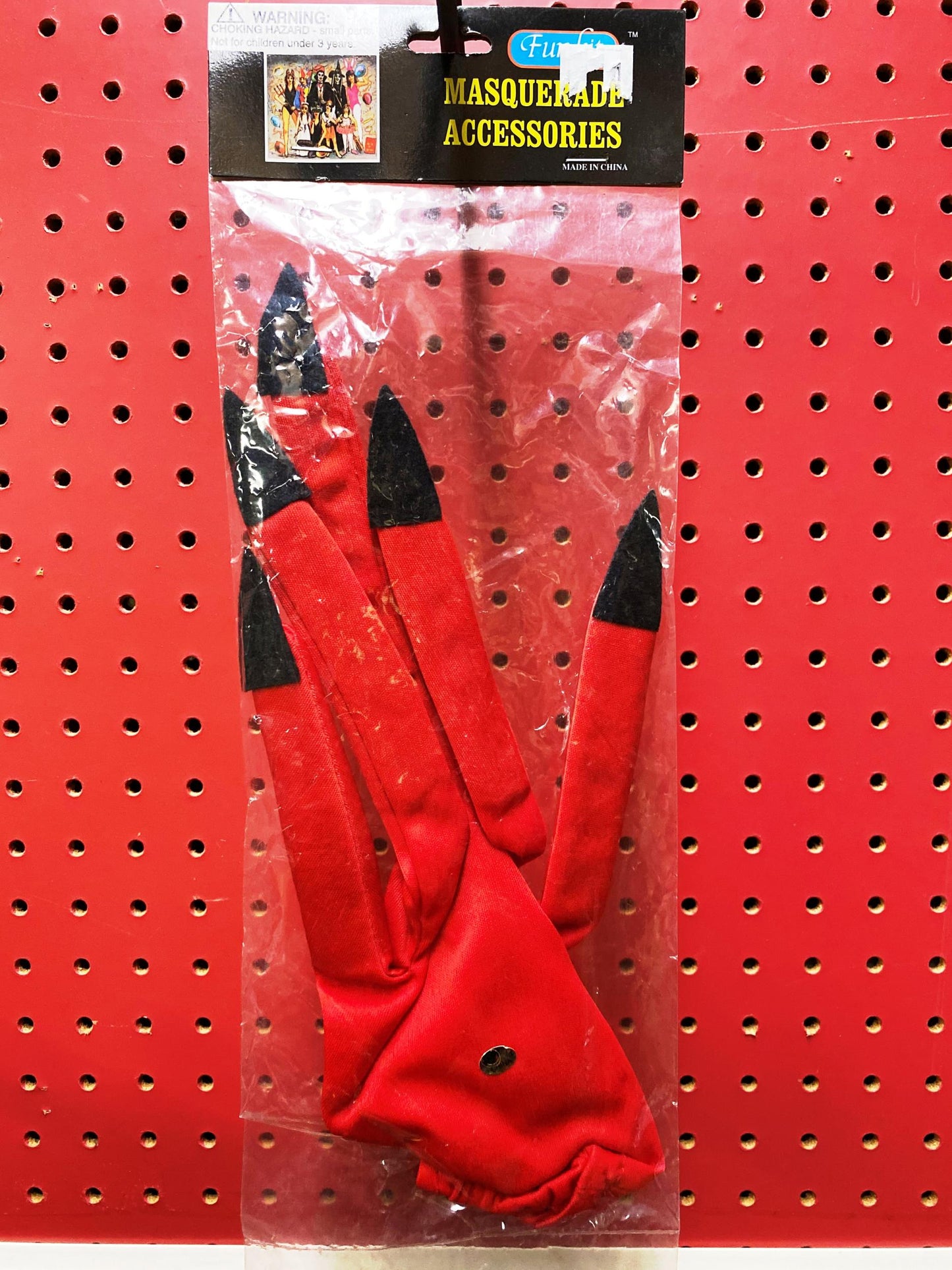 Red Devil Glove With Black Nails Demon Satan