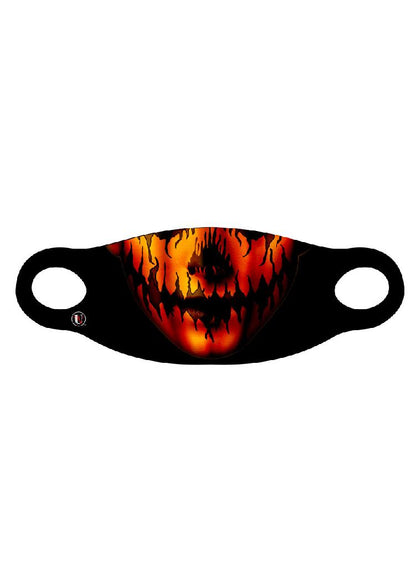 Reusable Halloween Face Cover Evil Pumpkin Design Orange Face Mask