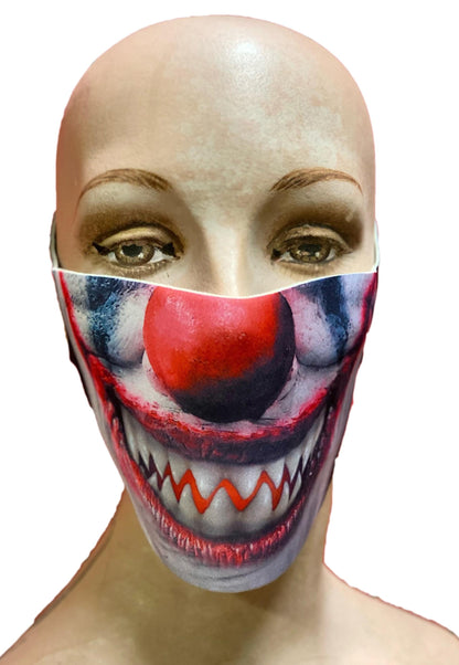 Reusable Halloween Face Cover Evil Clown Design Scary Face Mask