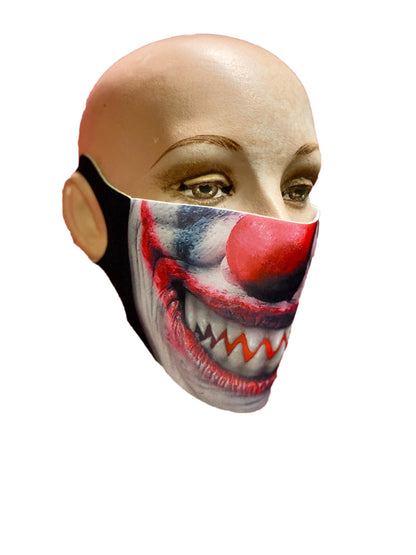 Reusable Halloween Face Cover Evil Clown Design Scary Face Mask