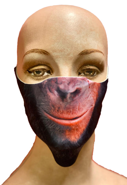 Child Reusable Halloween Face Cover Monkey Chimpanzee Design Cute Face Mask