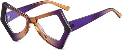 Vintage Polygon Irregular Cat Eye Adult Clear Blue Light Blocking Glasses