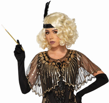 Black Roaring 20's Sequin Shawl Flapper Costume Accessory