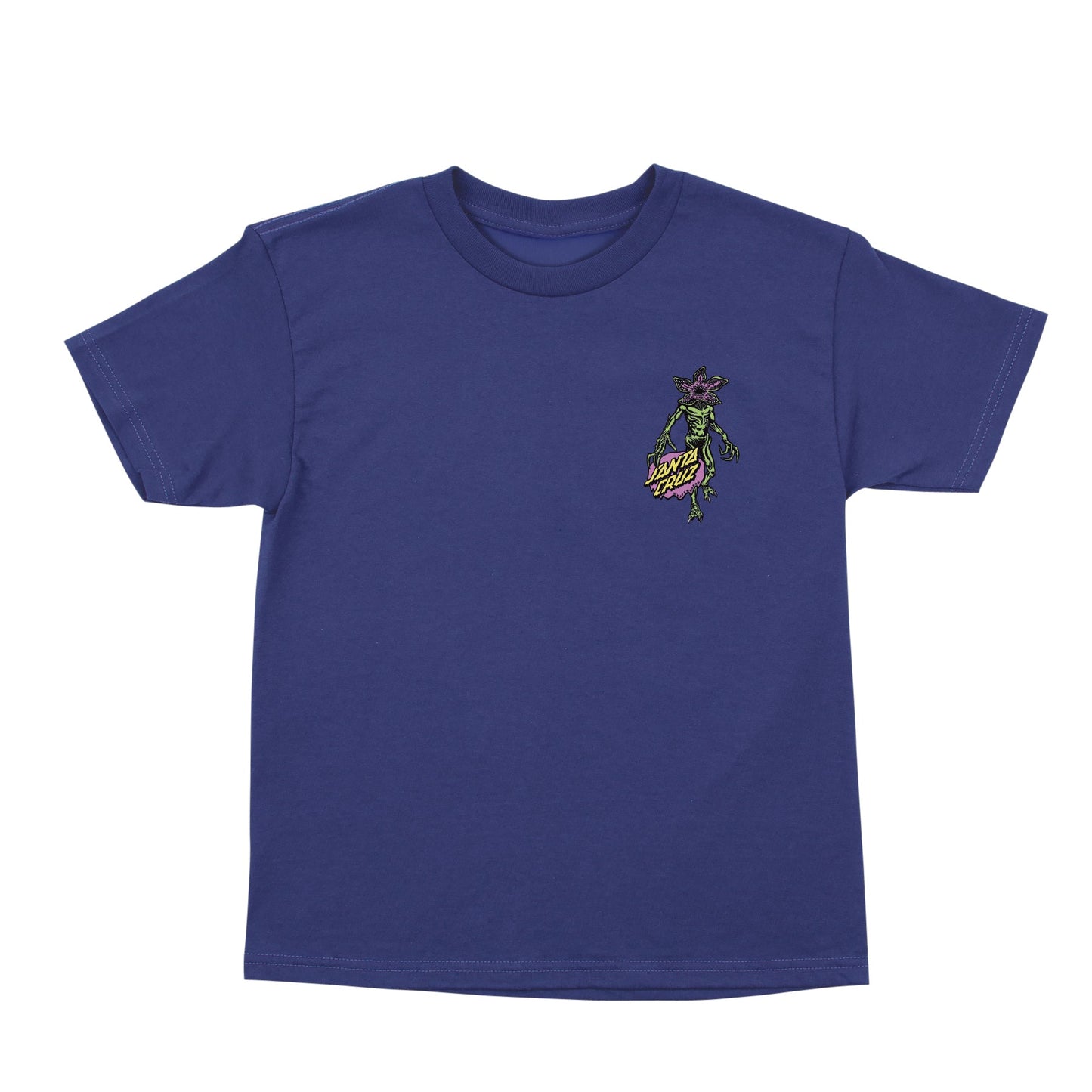 Santa Cruz X Stranger Things Demogorgon Dot Youth Kids T Shirt Cobalt Blue