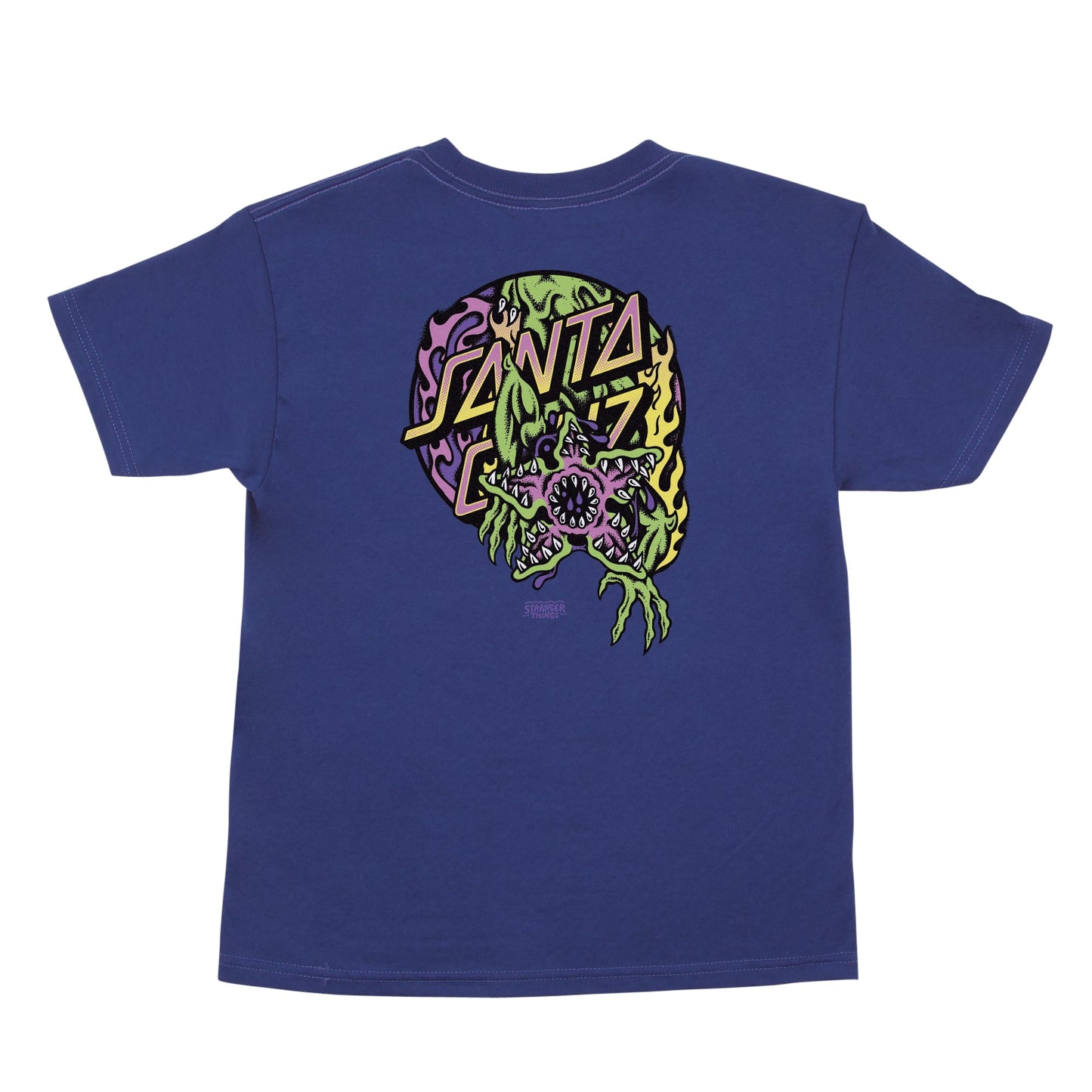Santa Cruz X Stranger Things Demogorgon Dot Youth Kids T Shirt Cobalt Blue