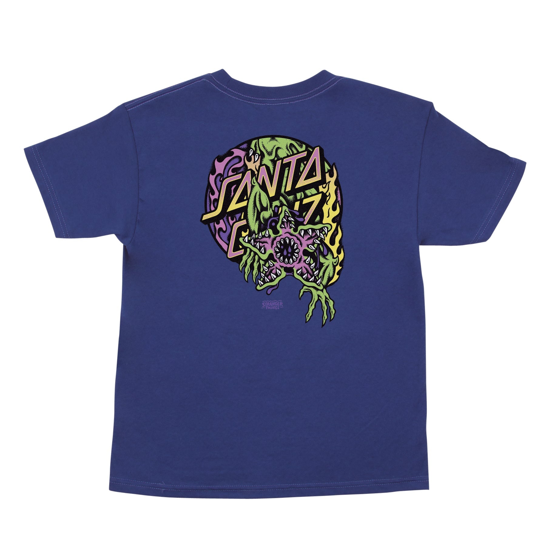 Santa Cruz X Stranger Things Demogorgon Dot Youth Kids T Shirt Cobalt Blue