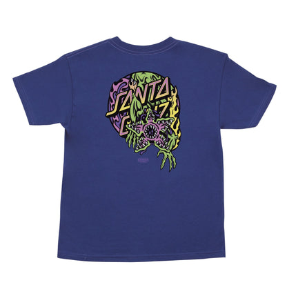 Santa Cruz X Stranger Things Demogorgon Dot Youth Kids T Shirt Cobalt Blue