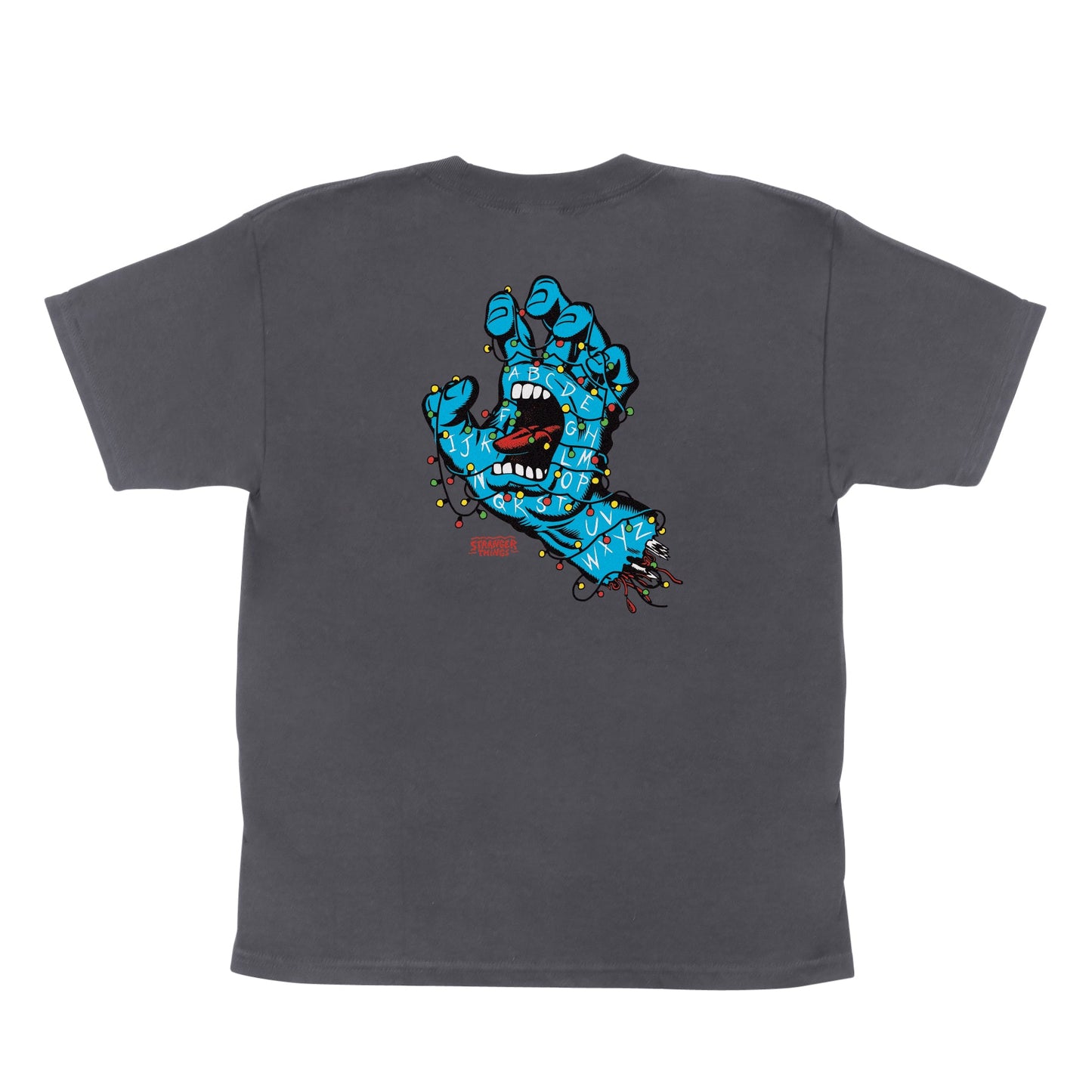 Santa Cruz X Stranger Things Screaming Lights Youth Kids T Shirt Charcoal