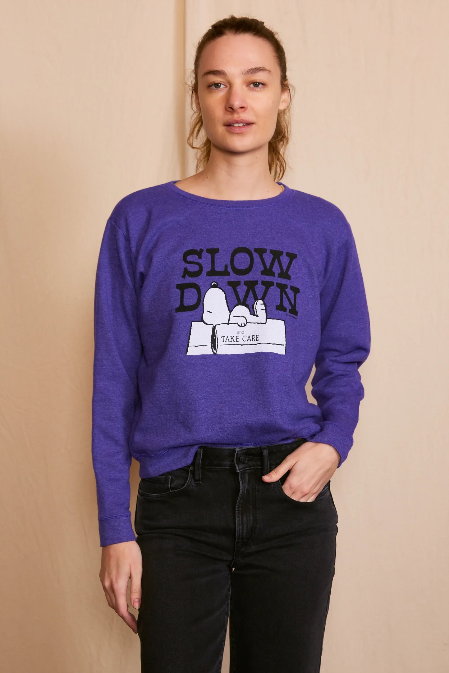Peanuts Slow Down Authentic Vintage Womens Crewneck Sweatshirt