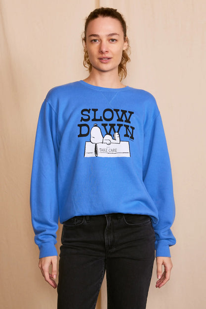 Peanuts Slow Down Authentic Vintage Womens Crewneck Sweatshirt