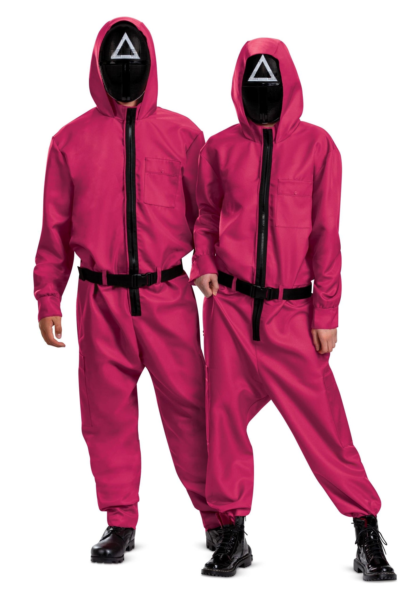 Squid Games Triangle Guard Jumpsuit and Mask Costume Adult Large/X-Large