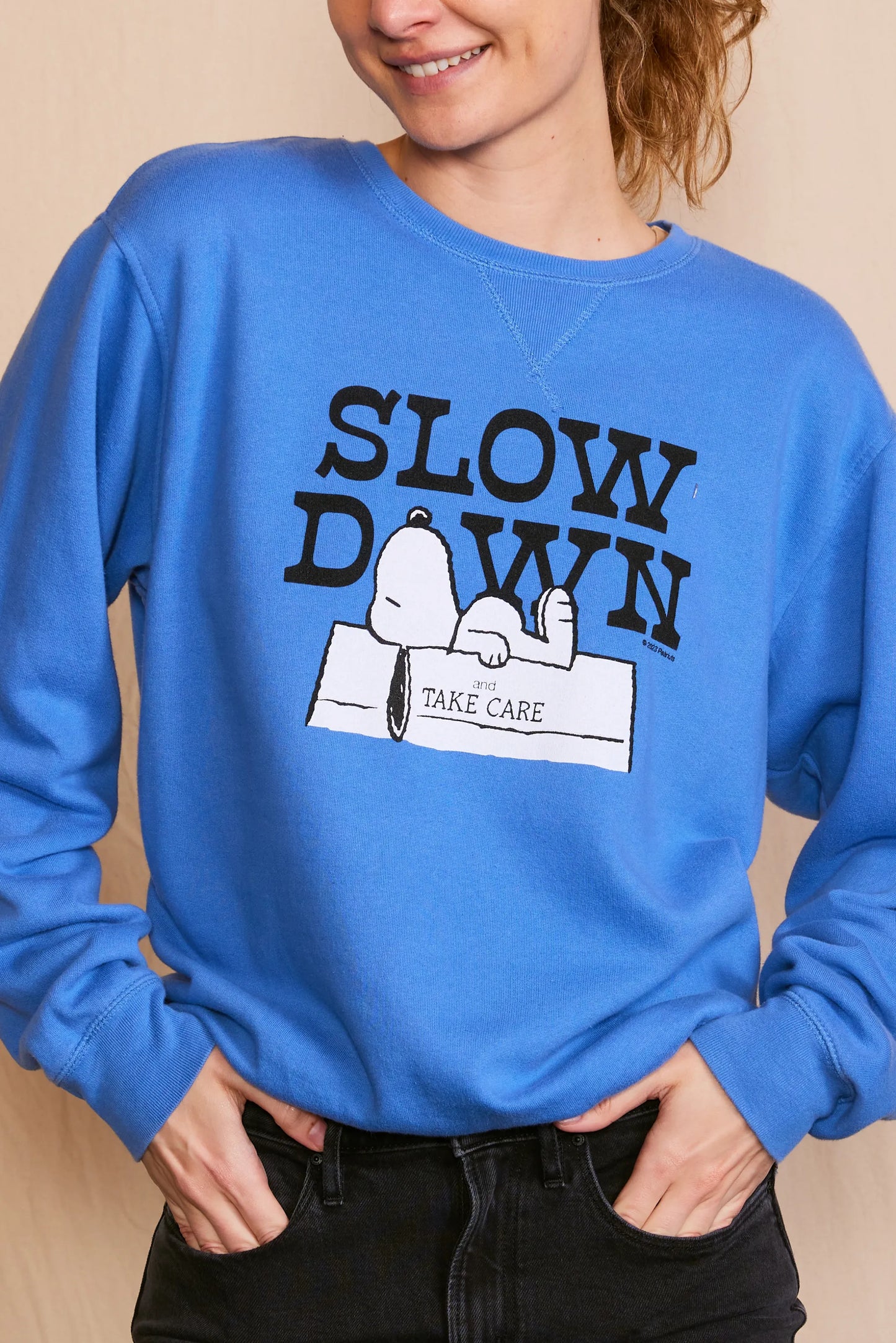 Peanuts Slow Down Authentic Vintage Womens Crewneck Sweatshirt